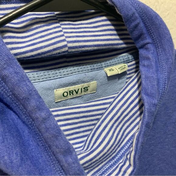 Orvis Women's Pullover Blue Cowl Neck Drawstring Oversize Long Sleeve Top - Picture 3 of 7